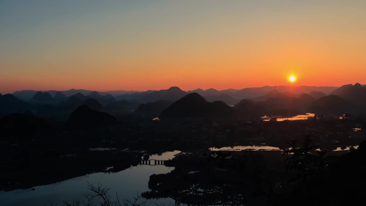 云南文山丘北普者黑日出延时视频素材