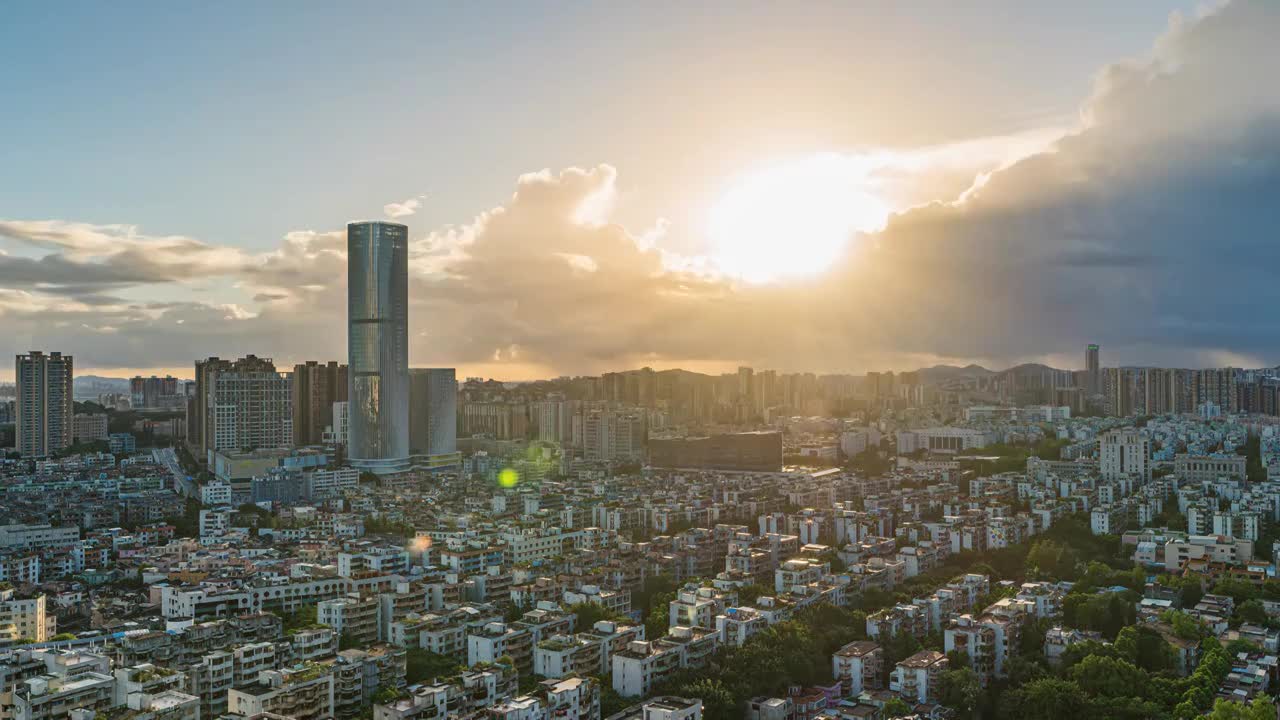 广东中山市金鹰广场城市日出延时视频素材