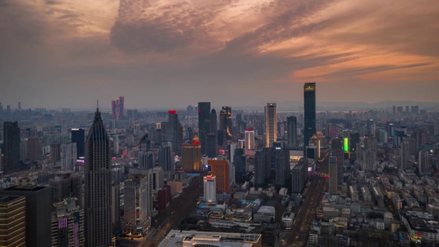 航拍南京新街口大行宫夜景视频素材