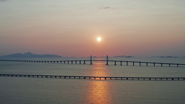 日出港珠澳大桥视频素材