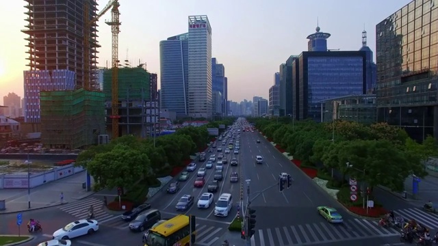 中国上海城市交通航拍视频素材