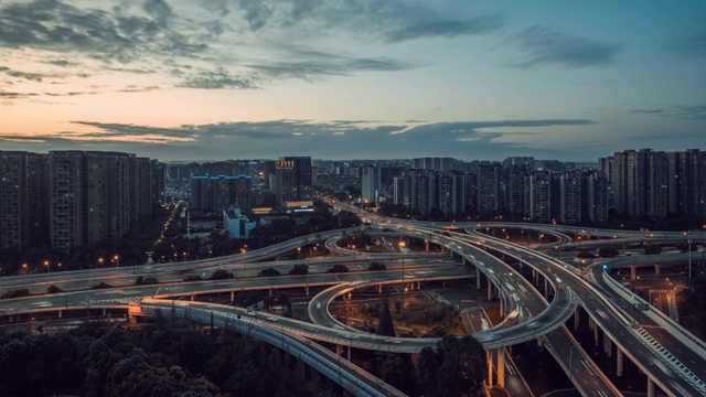 成都羊犀立交日落延时视频素材