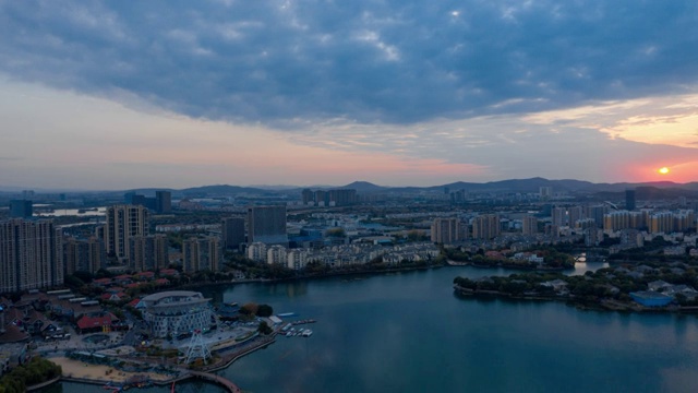 南京市江宁区百家湖日落夜景视频素材