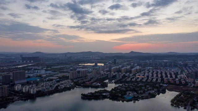 南京市江宁区百家湖日落夜景视频素材