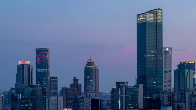 南京市新街口夜景晚霞延时视频素材