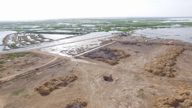 中国内蒙古乌梁素海航拍 乌梁素海旅游区 乌拉特前旗视频素材