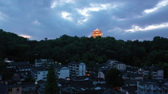 杭州城隍阁夜景航拍视频素材