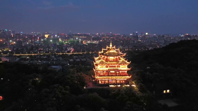 杭州城隍阁夜景航拍视频素材