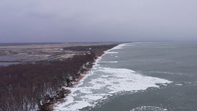 中俄界湖兴凯湖开湖湖岸视频素材