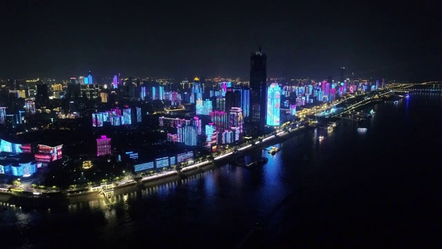 武汉长江灯光秀夜景视频素材