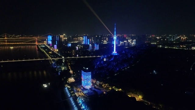 武汉长江灯光秀夜景视频素材