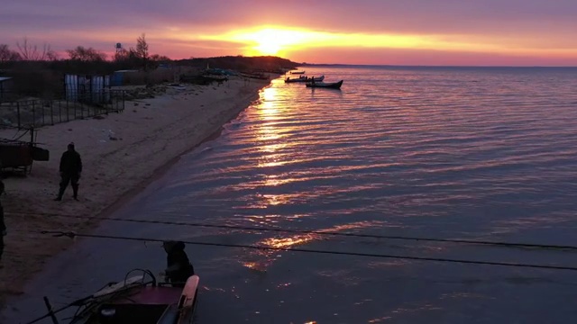 中俄界湖兴凯湖夏至朝霞云天视频素材