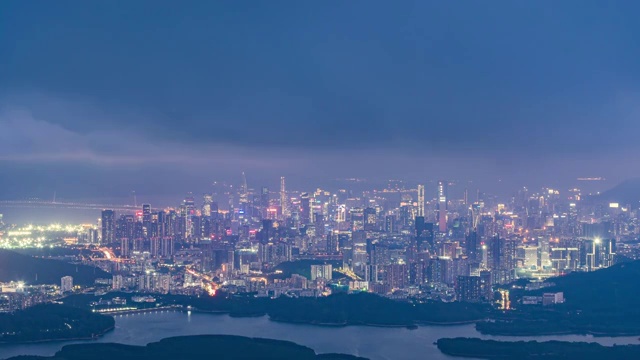 深圳南山区城市天际线黄昏转夜景视频素材