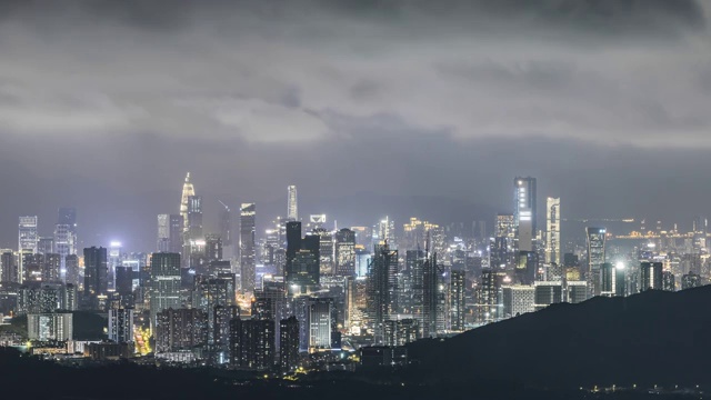 深圳南山区城市天际线夜景视频素材