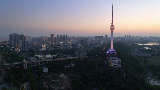 武汉夜景航拍视频素材