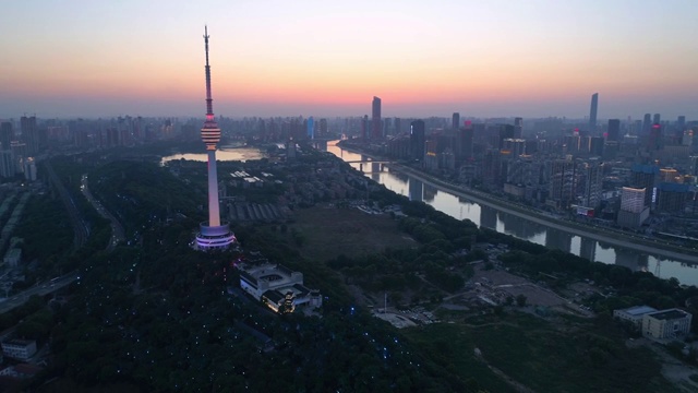 武汉夜景航拍视频素材