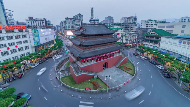 四川宜宾大观楼城市地标夜景视频素材