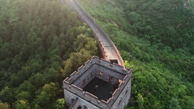 航拍中国北京金山岭长城日出视频素材