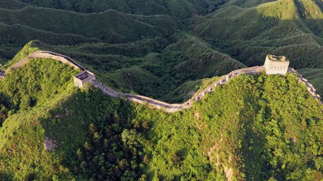 航拍中国北京金山岭长城日出视频素材