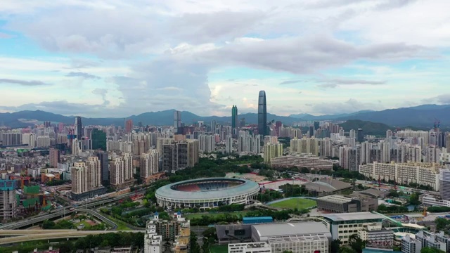 深圳罗湖区城市天际线航拍视频素材