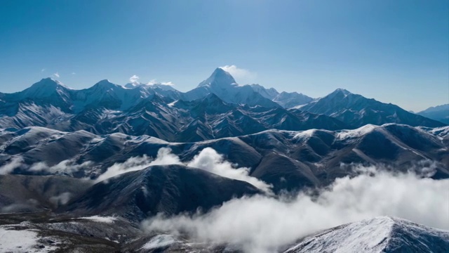 中国四川冷嘎措贡嘎山风光延时视频素材