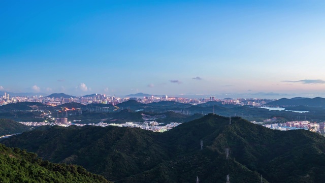 深圳宝安区城市天际线黄昏转夜景视频素材