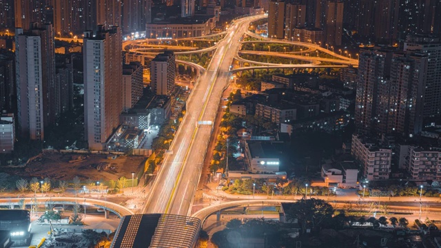 城市夜景车流高架桥延时视频素材