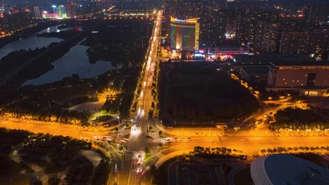 孝感城市夜景延时视频素材