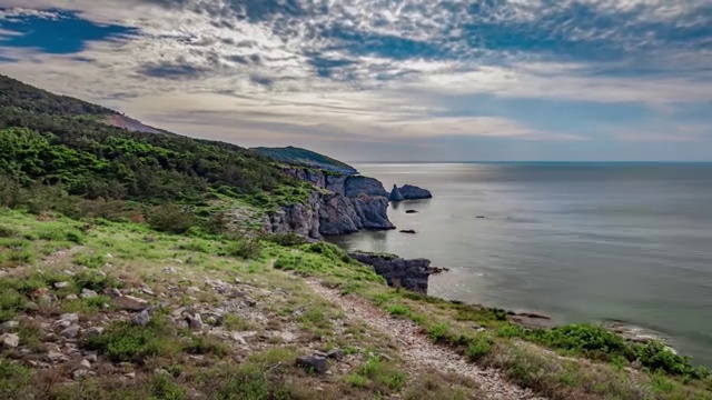 中国辽宁大连大黑石景区海岸线风光视频素材