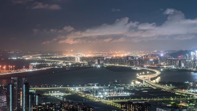 深圳前海沿江高速夜景视频素材