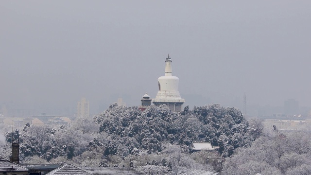 雪后北京北海公园白塔4K视频视频素材