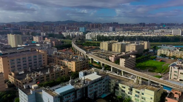 穗莞深城市铁路动车穿过东莞市长安镇深圳市松岗街道沙井街道视频素材