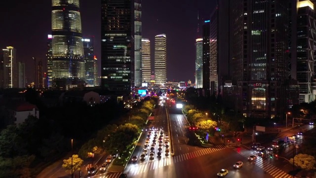 上海陆家嘴夜景交通视频素材