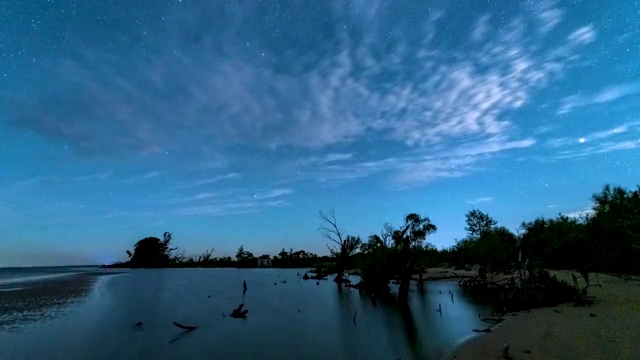 中俄界湖兴凯湖英仙座流星雨延时视频视频素材