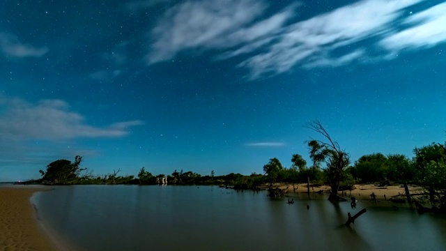 中俄界湖兴凯湖英仙座流星雨延时视频视频素材