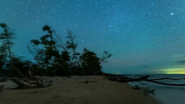 中俄界湖兴凯湖英仙座流星雨延时视频视频素材