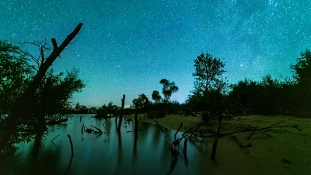 中俄界湖兴凯湖英仙座流星雨延时视频视频素材