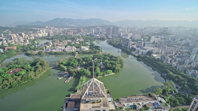 福建福州西湖公园航拍大景视频素材