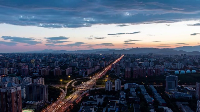 北京城市交通景观日转夜延时摄影视频素材