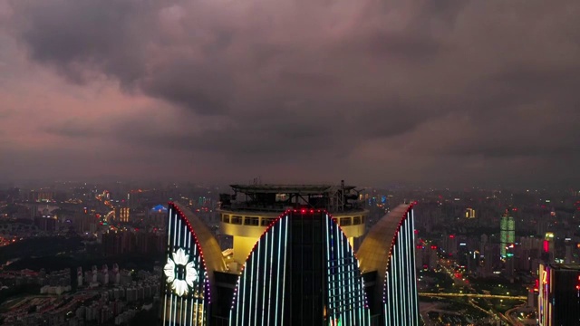 广西壮族自治区南宁民族大道夜景城市航拍风光视频素材