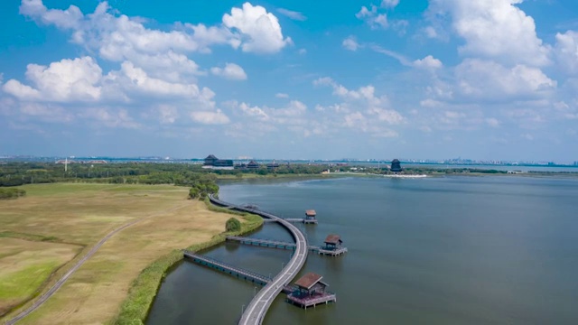 水晶天里的阳澄湖风景视频素材