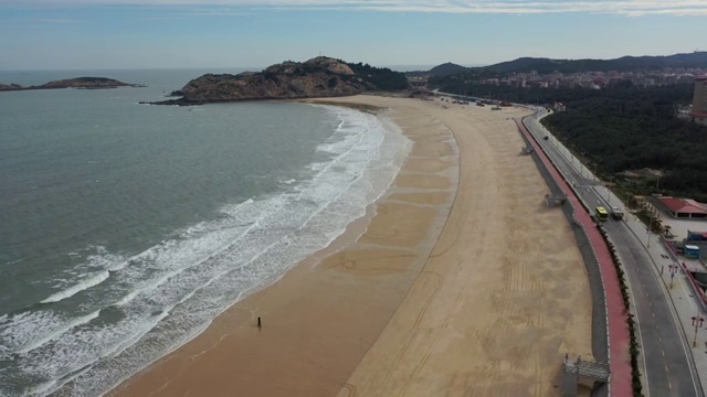 福建莆田湄洲岛海滨自然风光航拍视频素材