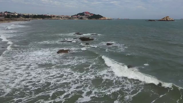 福建莆田湄洲岛海滨自然风光航拍视频素材