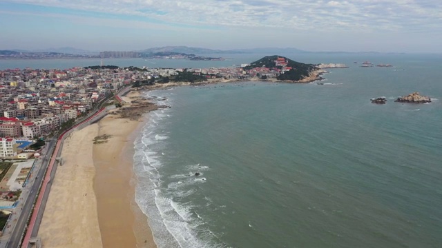 福建莆田湄洲岛海滨自然风光航拍视频素材