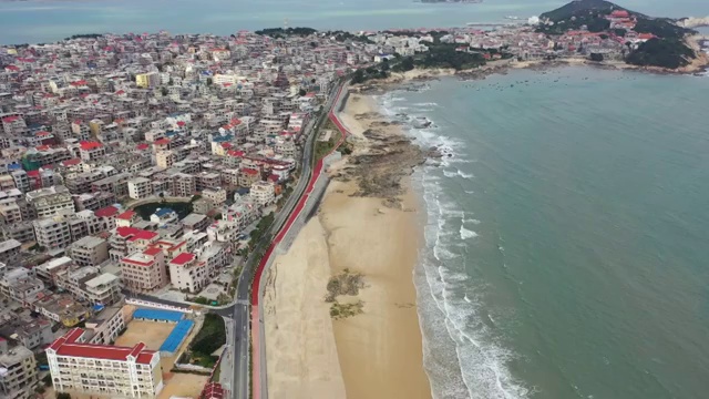 福建莆田湄洲岛海滨自然风光航拍视频素材