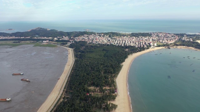 福建莆田湄洲岛海滨自然风光航拍视频素材