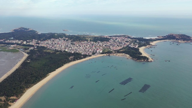 福建莆田湄洲岛海滨自然风光航拍视频素材