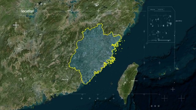 福建省地图 地球俯冲定位福建 宣传片  福建  福建 坐标视频素材