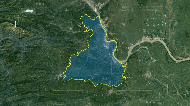 地图 地球俯冲定位 中国 湖北 全球定位系统  航拍视角 影视频素材