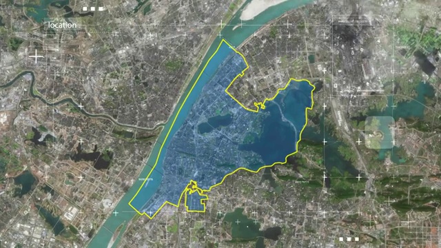 地图 地球俯冲定位 中国 湖北 全球定位系统  航拍视角 影视频素材